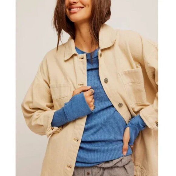 FREE PEOPLE NWT Care FP Honey Bee Crew Neck / Copenhagen Blue - small - Picture 5 of 13